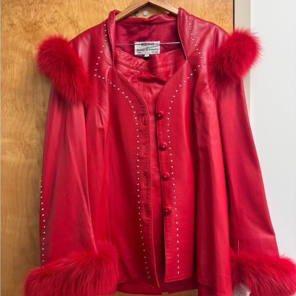 Red Faux Fur Trimmed Jacket